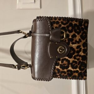 Ralph Lauren Brown Shoulder Bag with Classic Leather and Animal Print